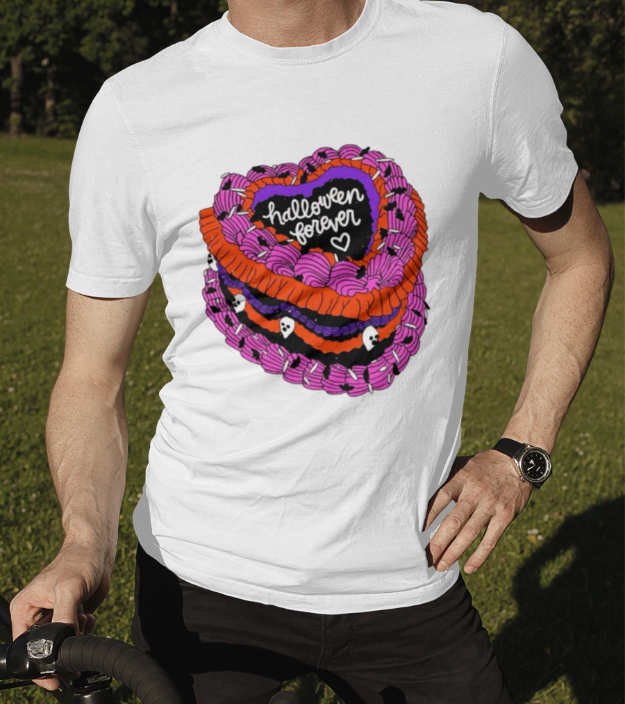 Halloween Forever Heart Cake Spooky Goth Aesthetic Skeleton Decor T-Shirt