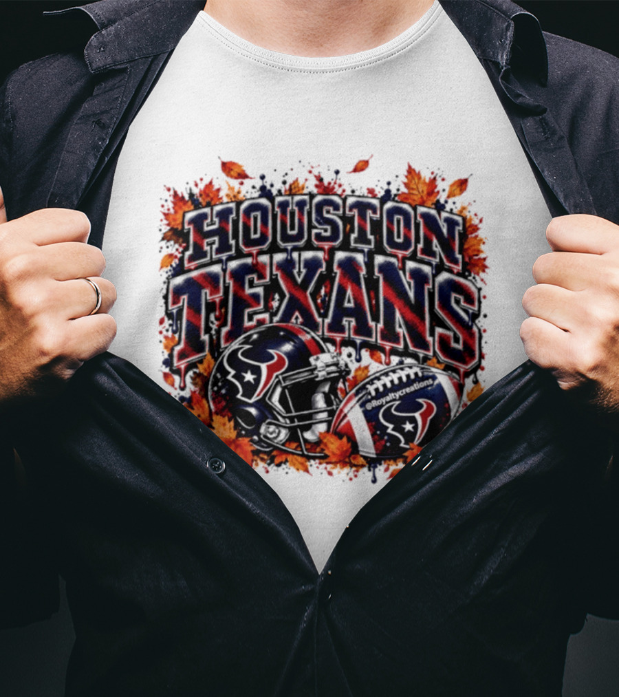 Houston Texans Football Helmet Autumn Leaves 2026 T-Shirt