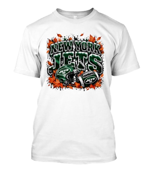 New York Jets Football Helmet Autumn Leaves Halloween 2026 T-Shirt