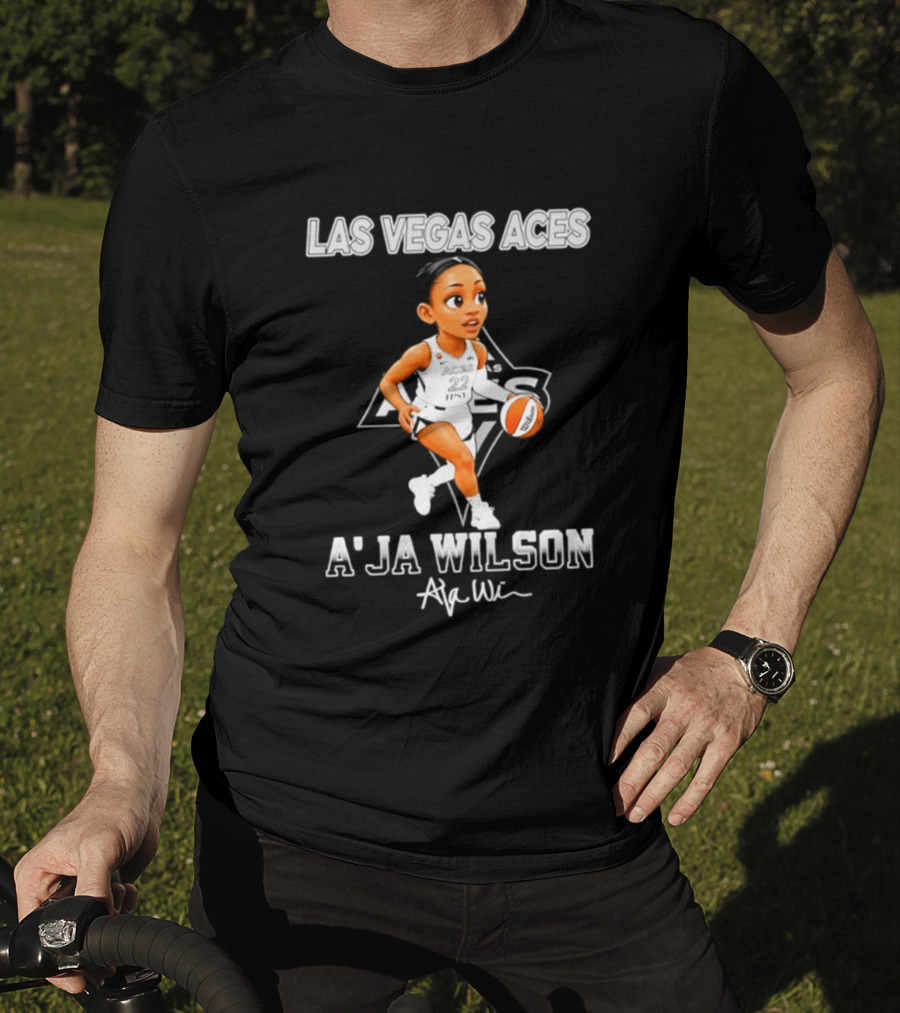 Las Vegas Aces A'ja Wilson Cartoon Basketball Player WNBA T-Shirt