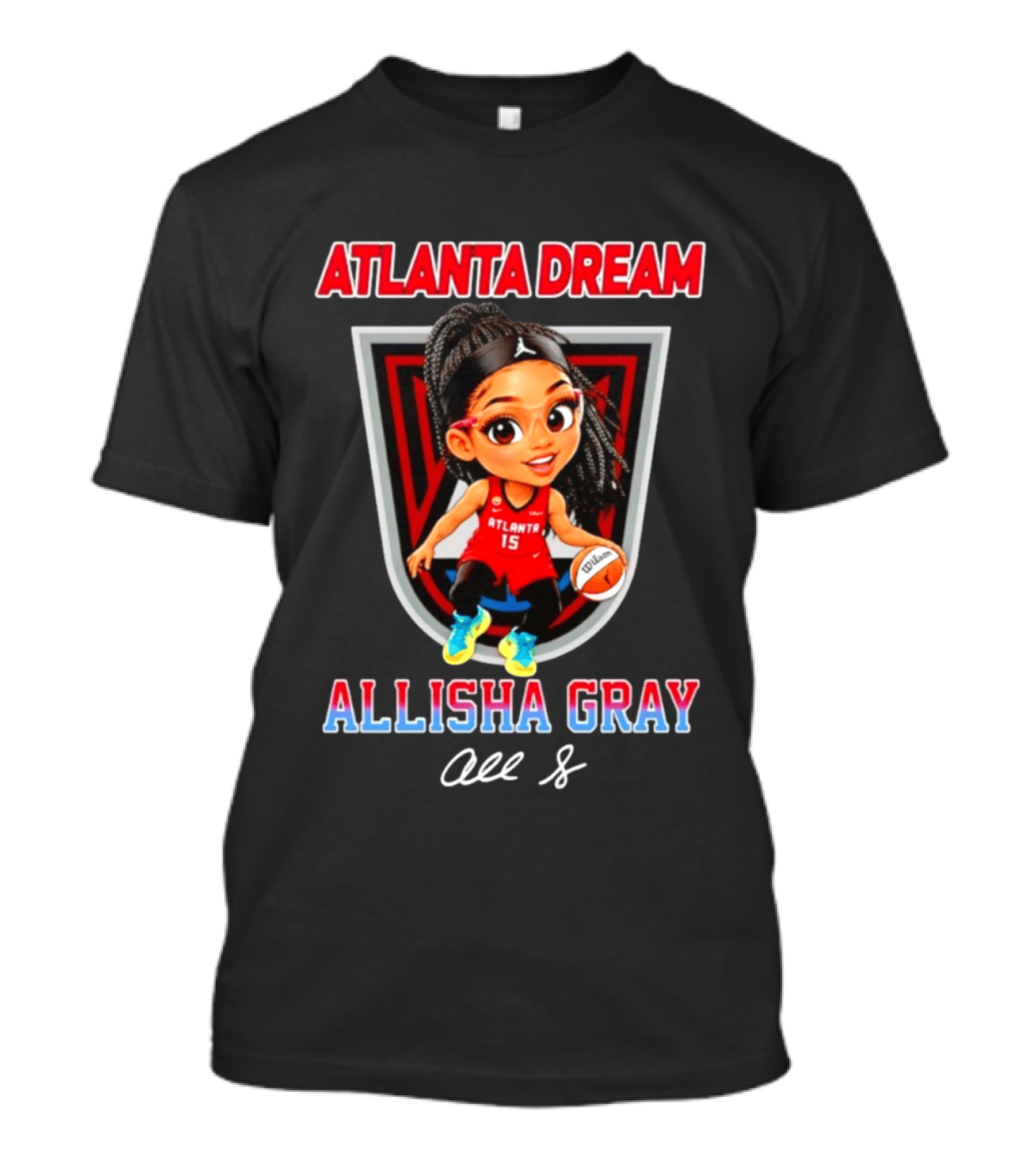 Allisha Gray Atlanta Dream WNBA Cartoon Basketball Player T-Shirt