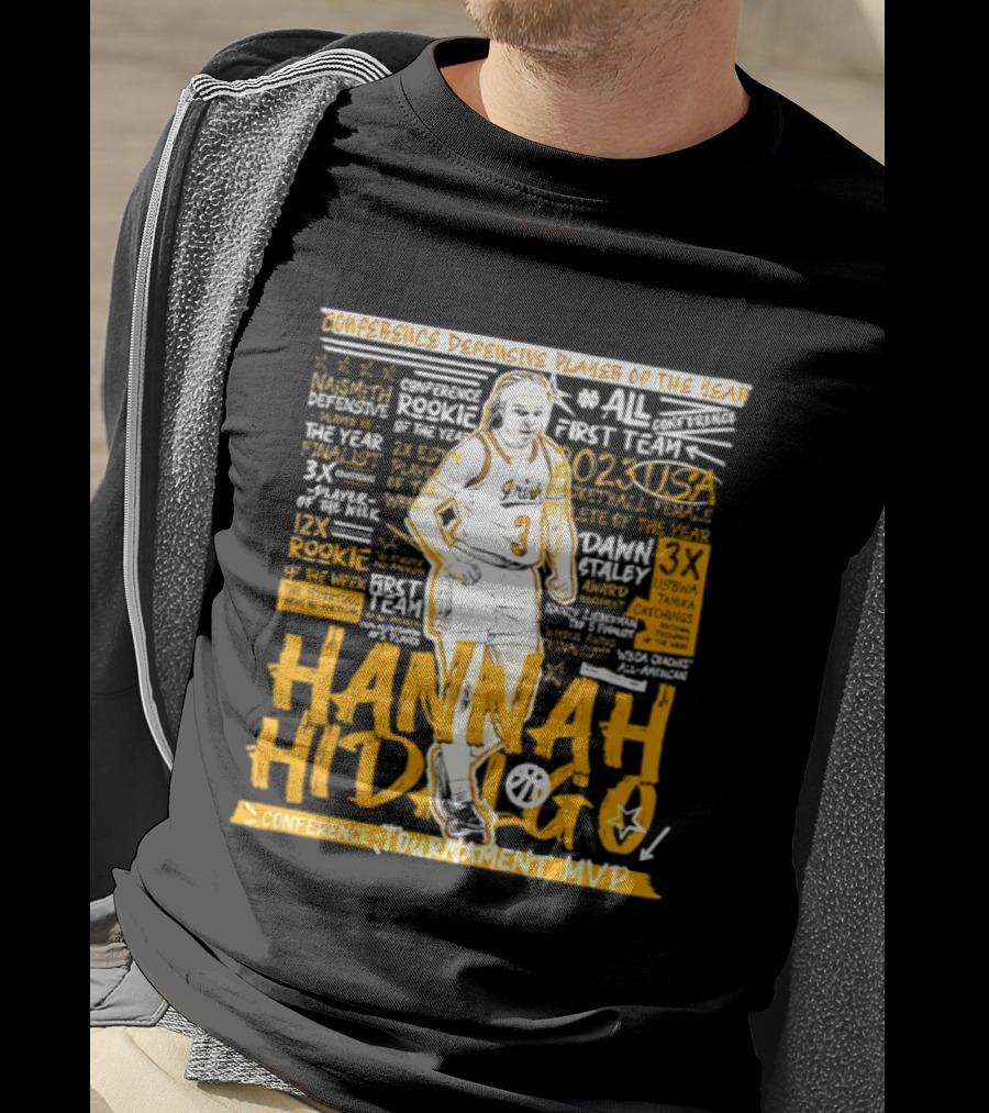 Hannah Hidalgo 2023 NCAA Conference Defensive Player Of The Year Tournament MVP Rookie Team Honors T-Shirt