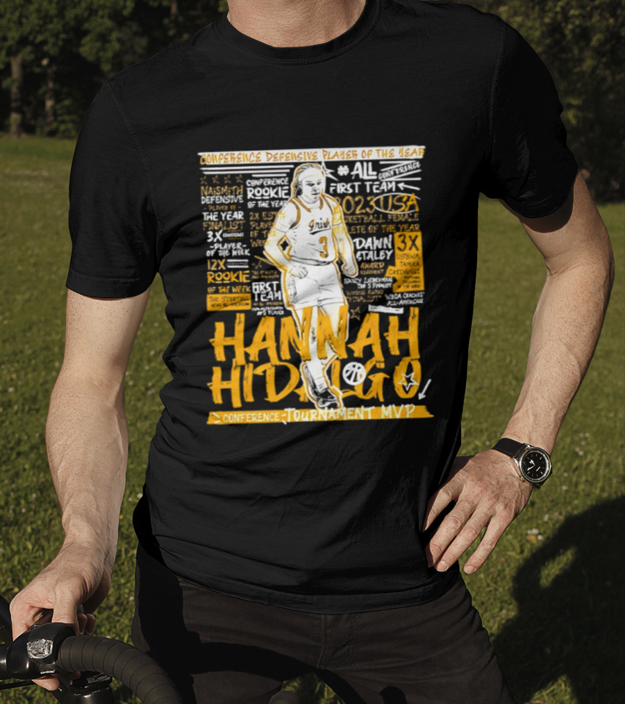 Hannah Hidalgo 2023 NCAA Conference Defensive Player Of The Year Tournament MVP Rookie Team Honors T-Shirt