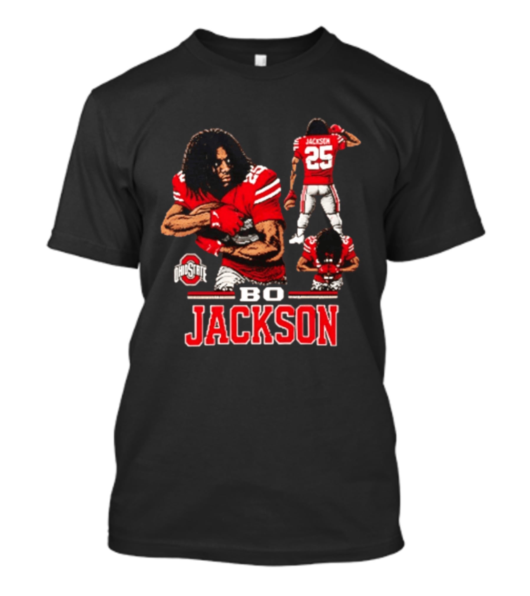 Ohio State Buckeyes Bo Jackson Football Player 25 Red Jersey T-Shirt