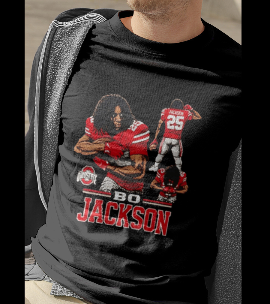 Ohio State Buckeyes Bo Jackson Football Player 25 Red Jersey T-Shirt
