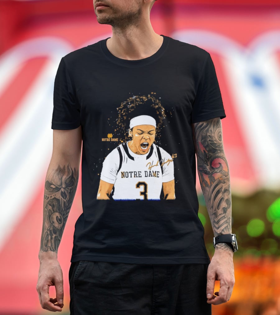 Notre Dame Basketball Hannah Hidalgo Caricature Number 3 NCAA Women's Player T-Shirt