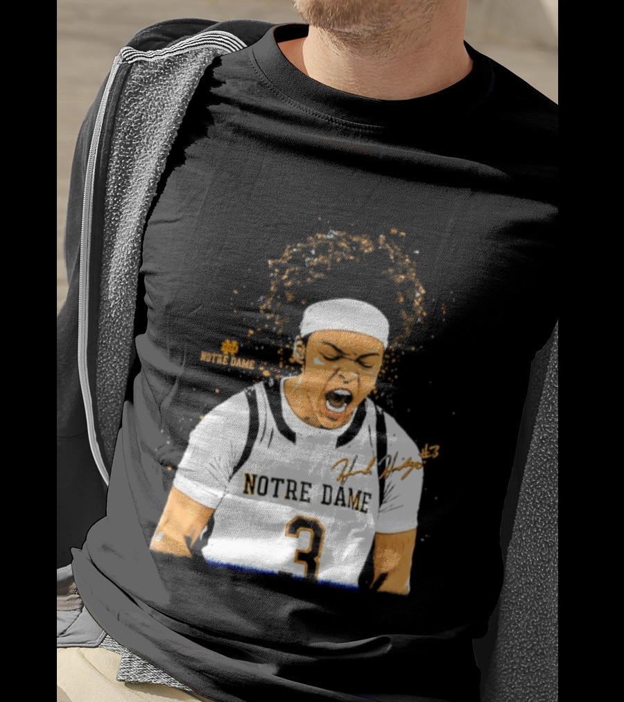 Notre Dame Basketball Hannah Hidalgo Caricature Number 3 NCAA Women's Player T-Shirt