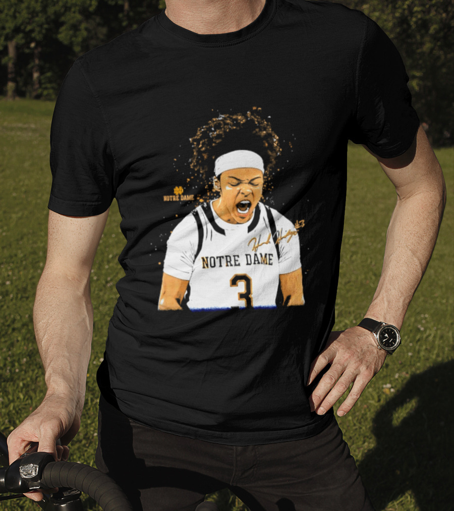 Notre Dame Basketball Hannah Hidalgo Caricature Number 3 NCAA Women's Player T-Shirt