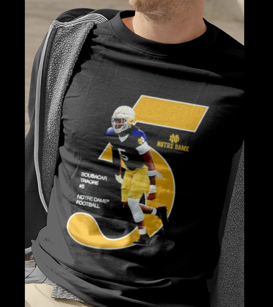 Boubacar Traore 5 Notre Dame Football Player NCAA Iconic Number T-Shirt