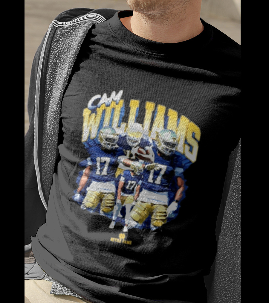 Cam Williams 17 Notre Dame NCAA Football Player Multiple Action Poses T-Shirt