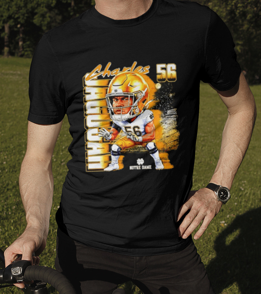 Charles Jagusah 56 Notre Dame Player NCAA Football Caricature T-Shirt