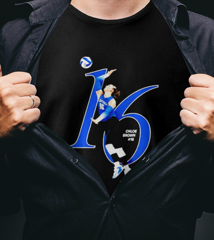 Chloe Brown 16 Buffalo Bulls NCAA Volleyball Player Action Pose T-Shirt