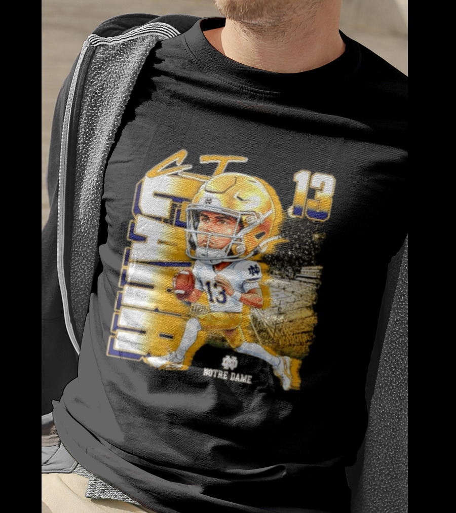 CJ Carr 13 Notre Dame Fighting Irish Football Player Caricature T-Shirt