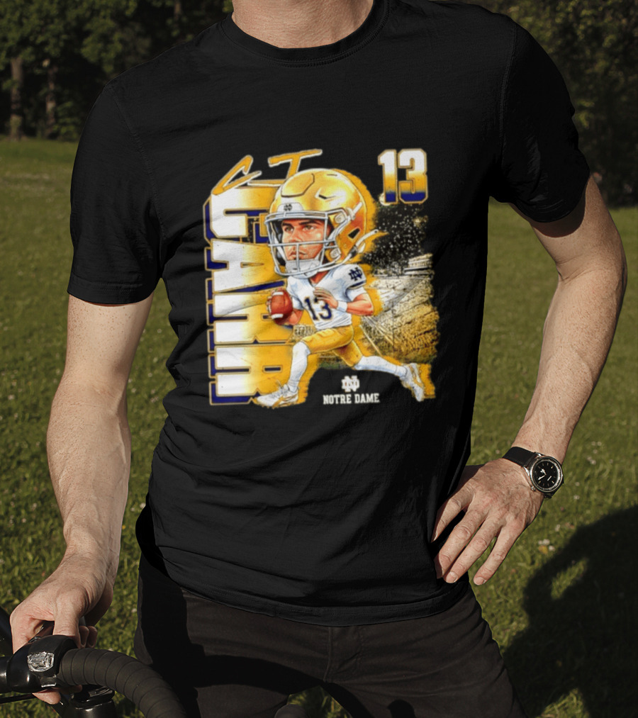 CJ Carr 13 Notre Dame Fighting Irish Football Player Caricature T-Shirt