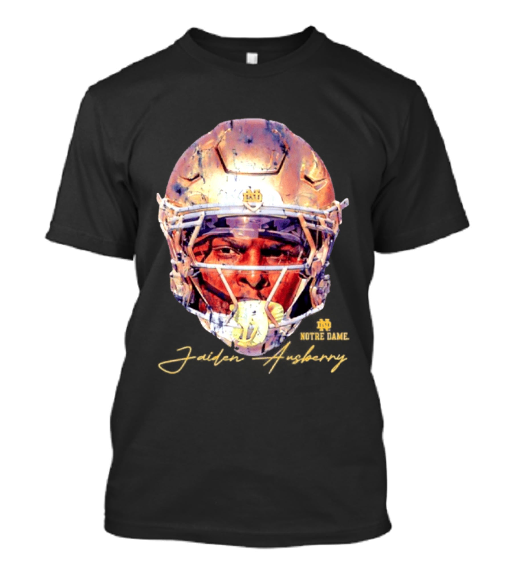 Notre Dame NCAA Football Helmet Jaiden Ausberry Swag Head T-Shirt
