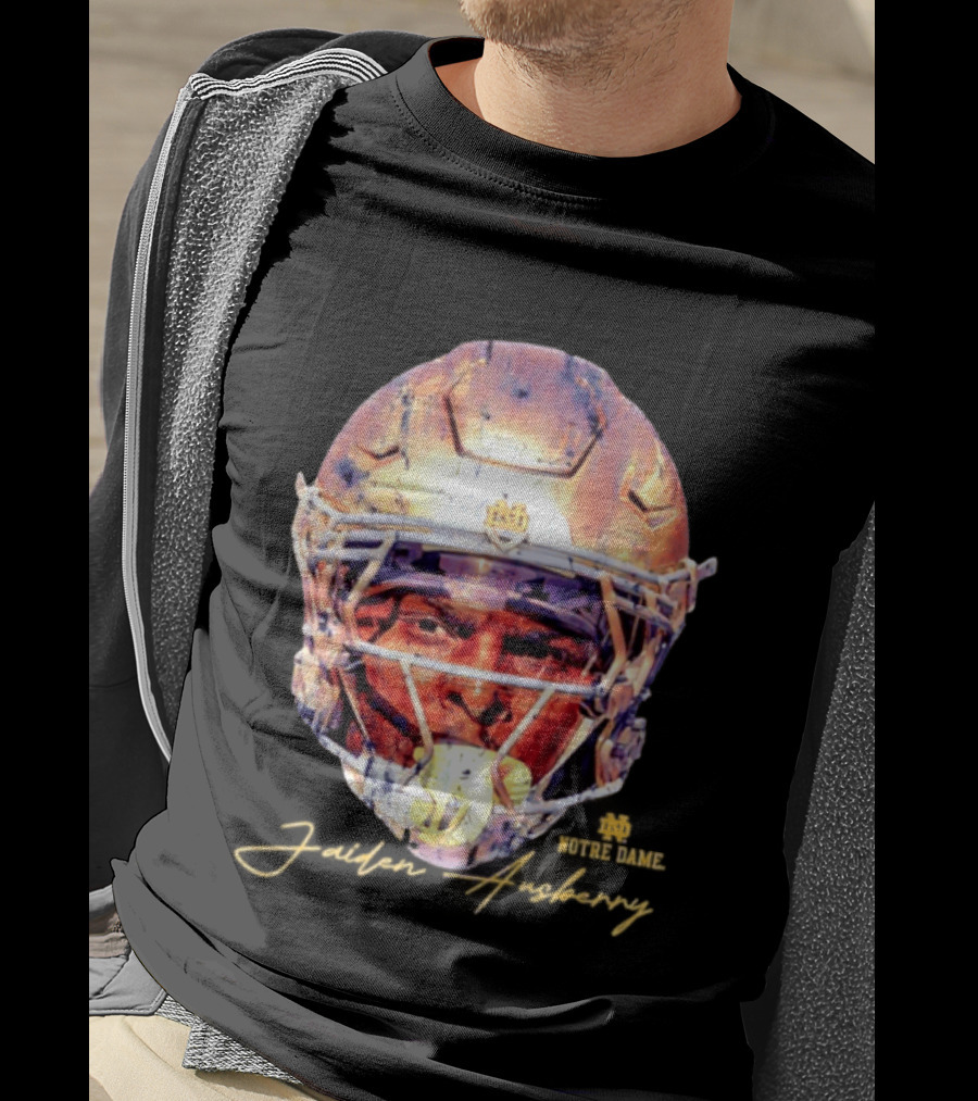 Notre Dame NCAA Football Helmet Jaiden Ausberry Swag Head T-Shirt