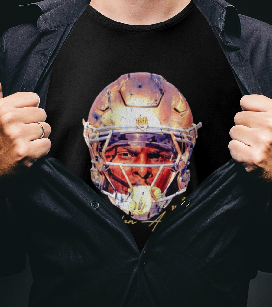Notre Dame NCAA Football Helmet Jaiden Ausberry Swag Head T-Shirt