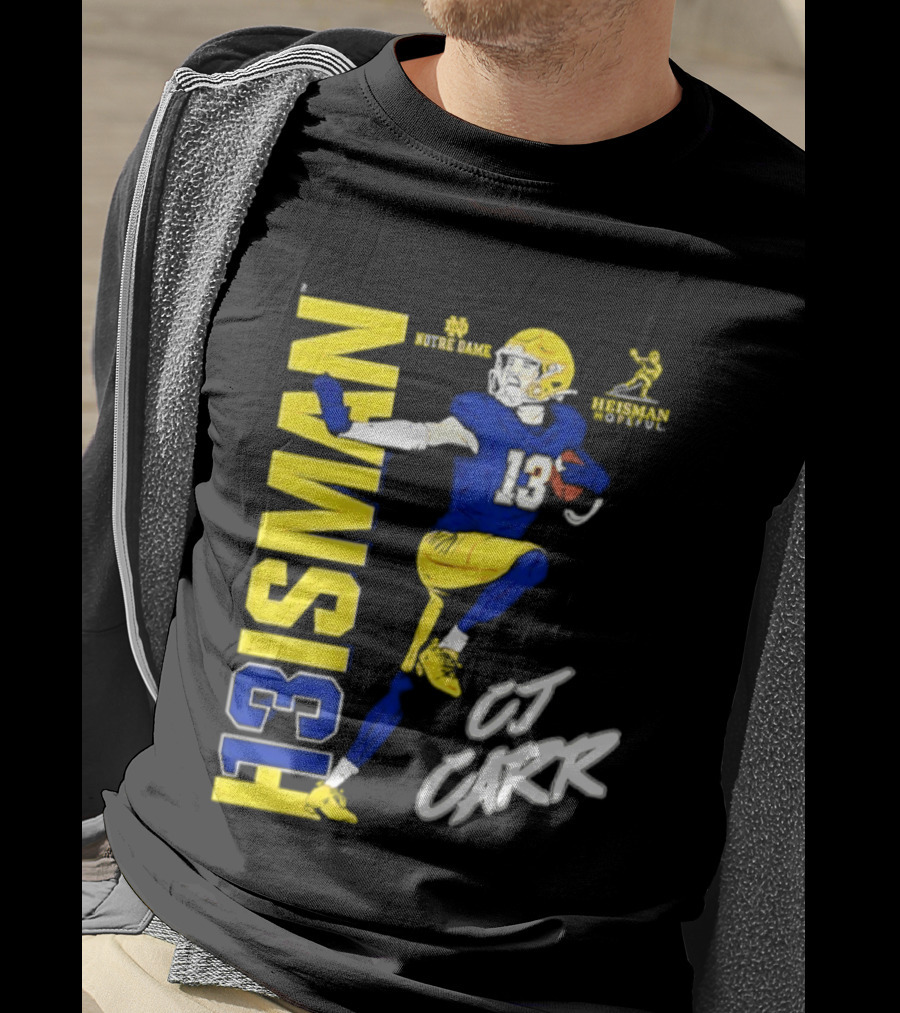 Notre Dame Football CJ Carr Heisman 13 NCAA T-Shirt