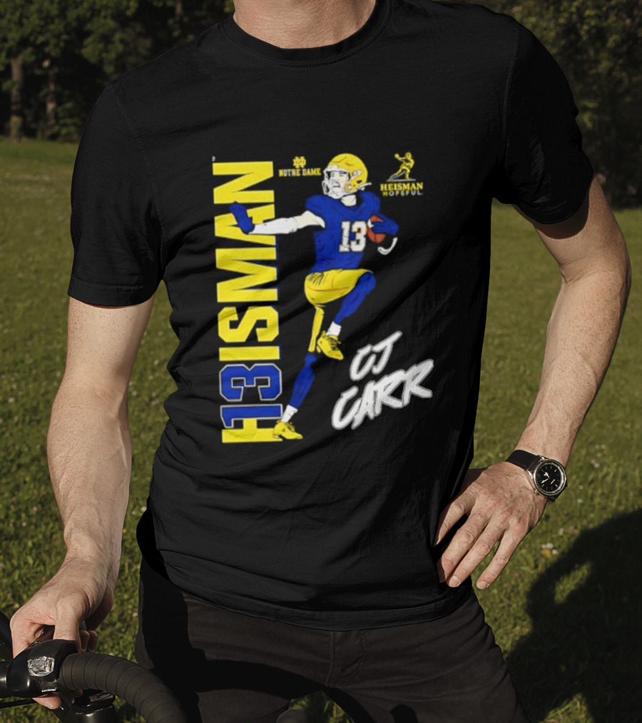 Notre Dame Football CJ Carr Heisman 13 NCAA T-Shirt