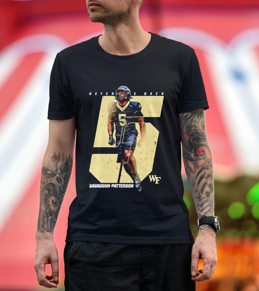 Davaughn Patterson Wake Forest Football Defensive Back Number 5 WF T-Shirt