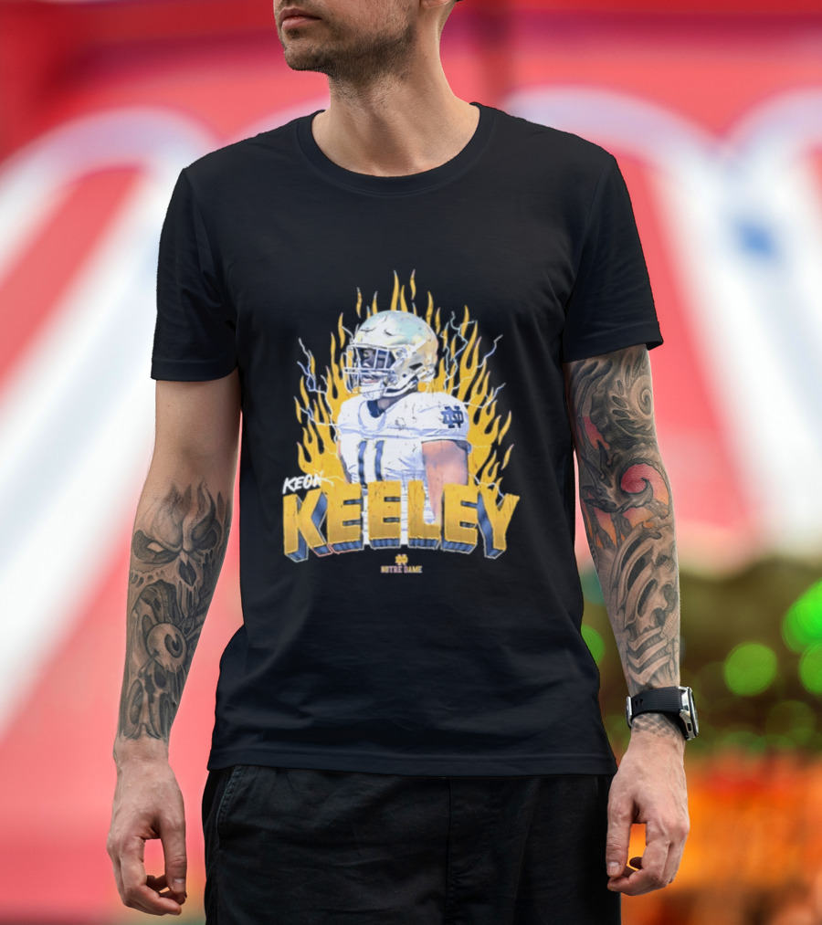 Notre Dame Football Keeley 11 NCAA Player Name Flame Burst T-Shirt