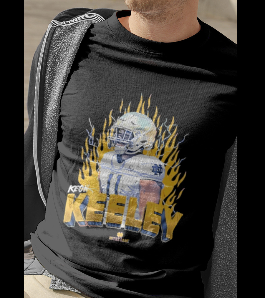 Notre Dame Football Keeley 11 NCAA Player Name Flame Burst T-Shirt