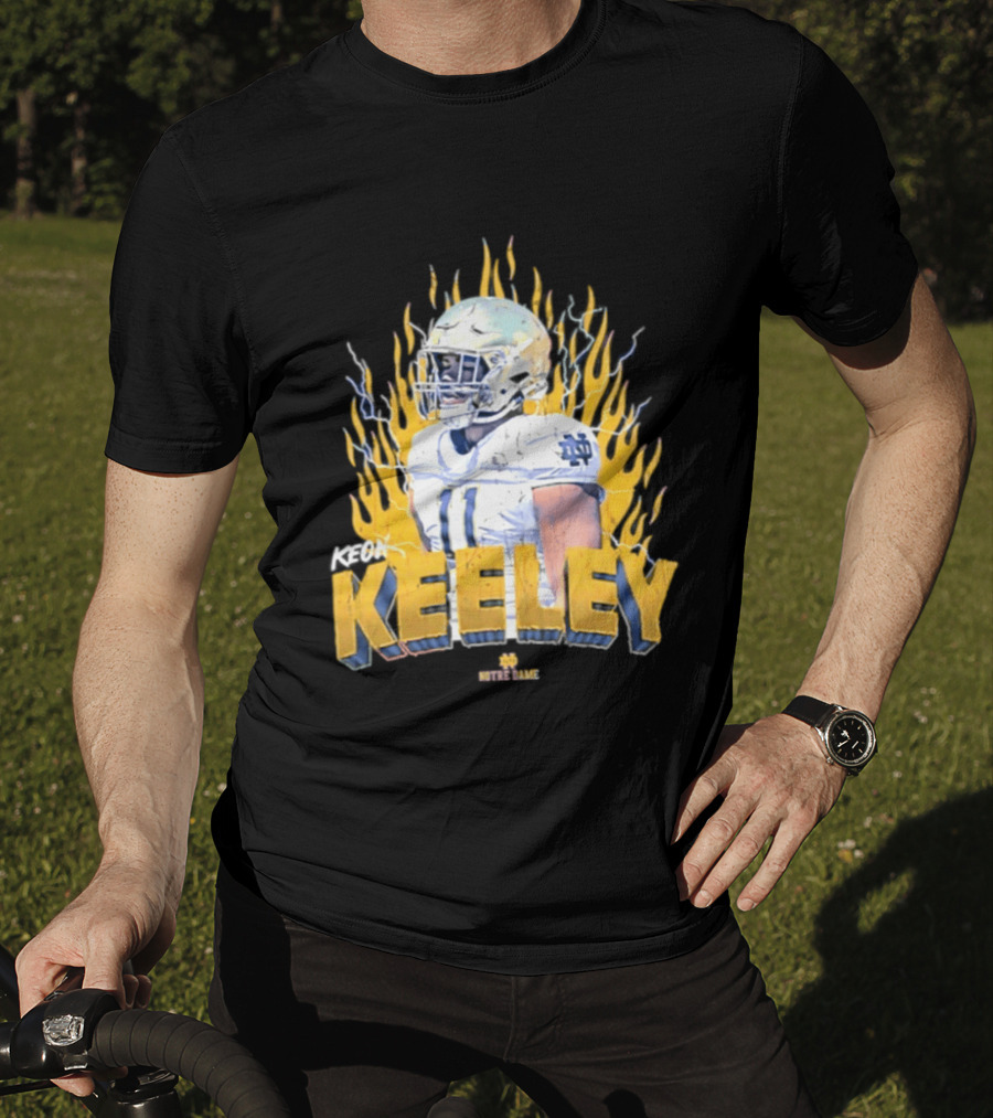 Notre Dame Football Keeley 11 NCAA Player Name Flame Burst T-Shirt