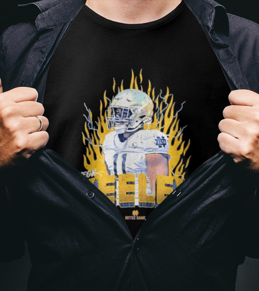 Notre Dame Football Keeley 11 NCAA Player Name Flame Burst T-Shirt