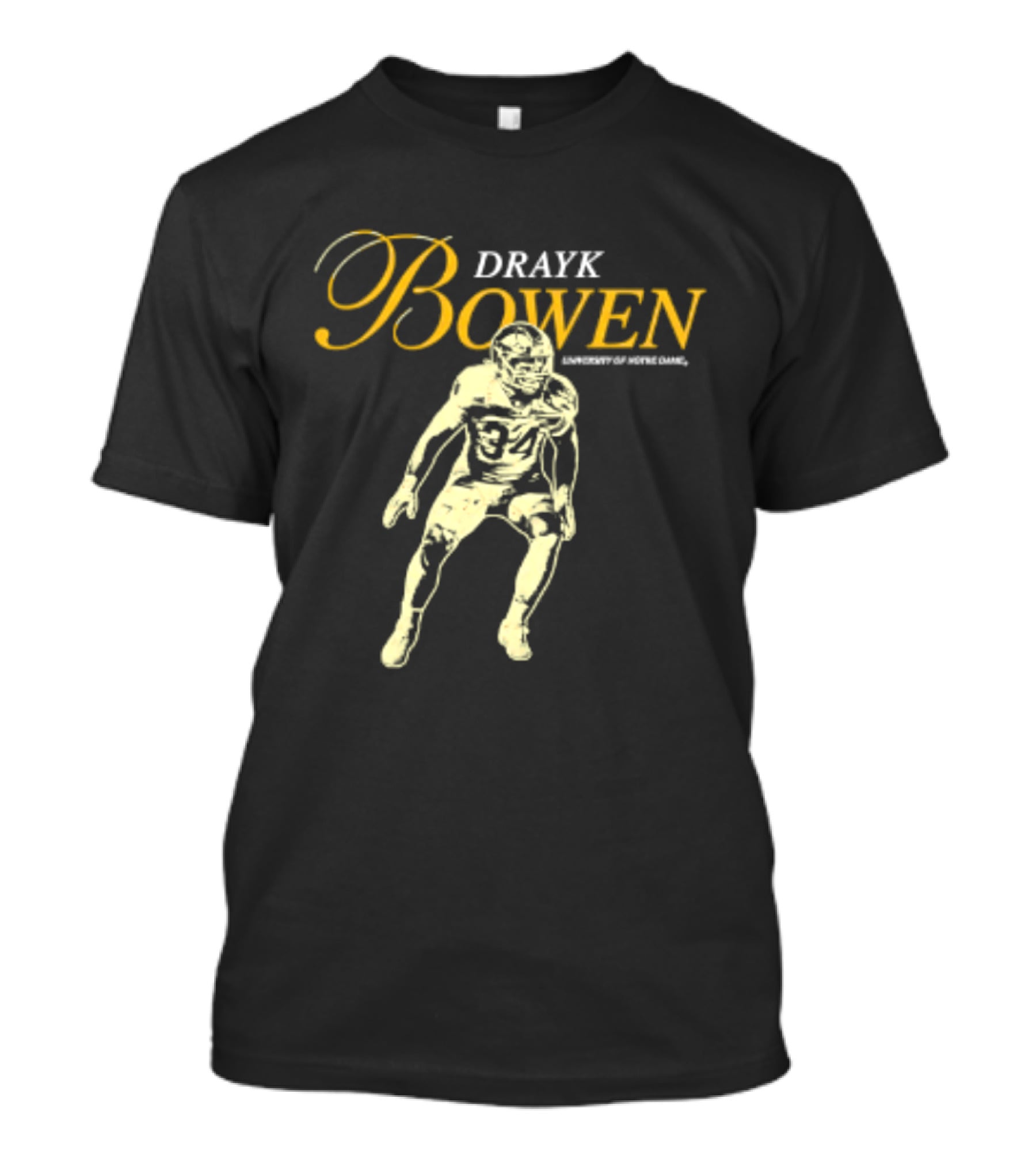Drayk Bowen 34 Notre Dame NCAA Football Player T-Shirt
