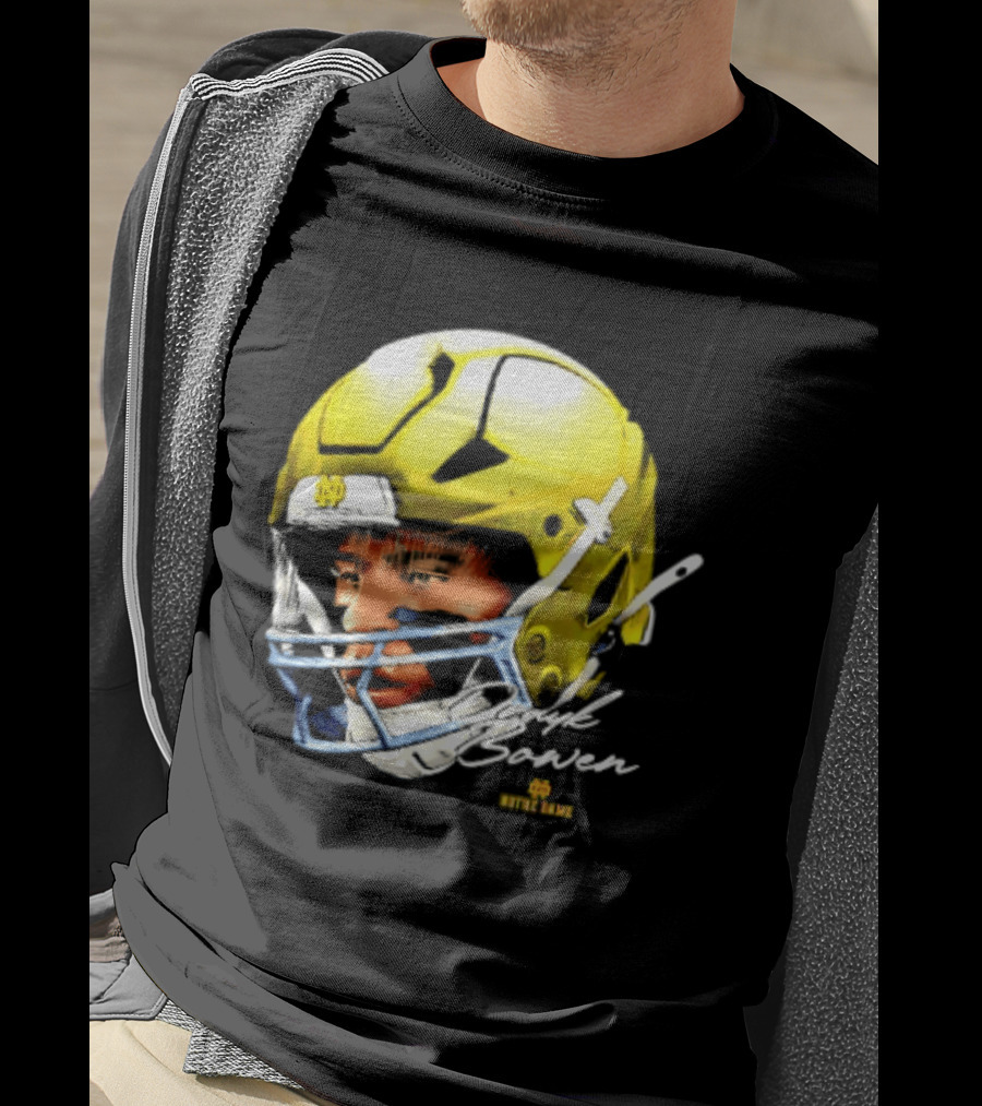 Notre Dame Drayk Bowen NCAA Football Headgear Fan Gear T-Shirt