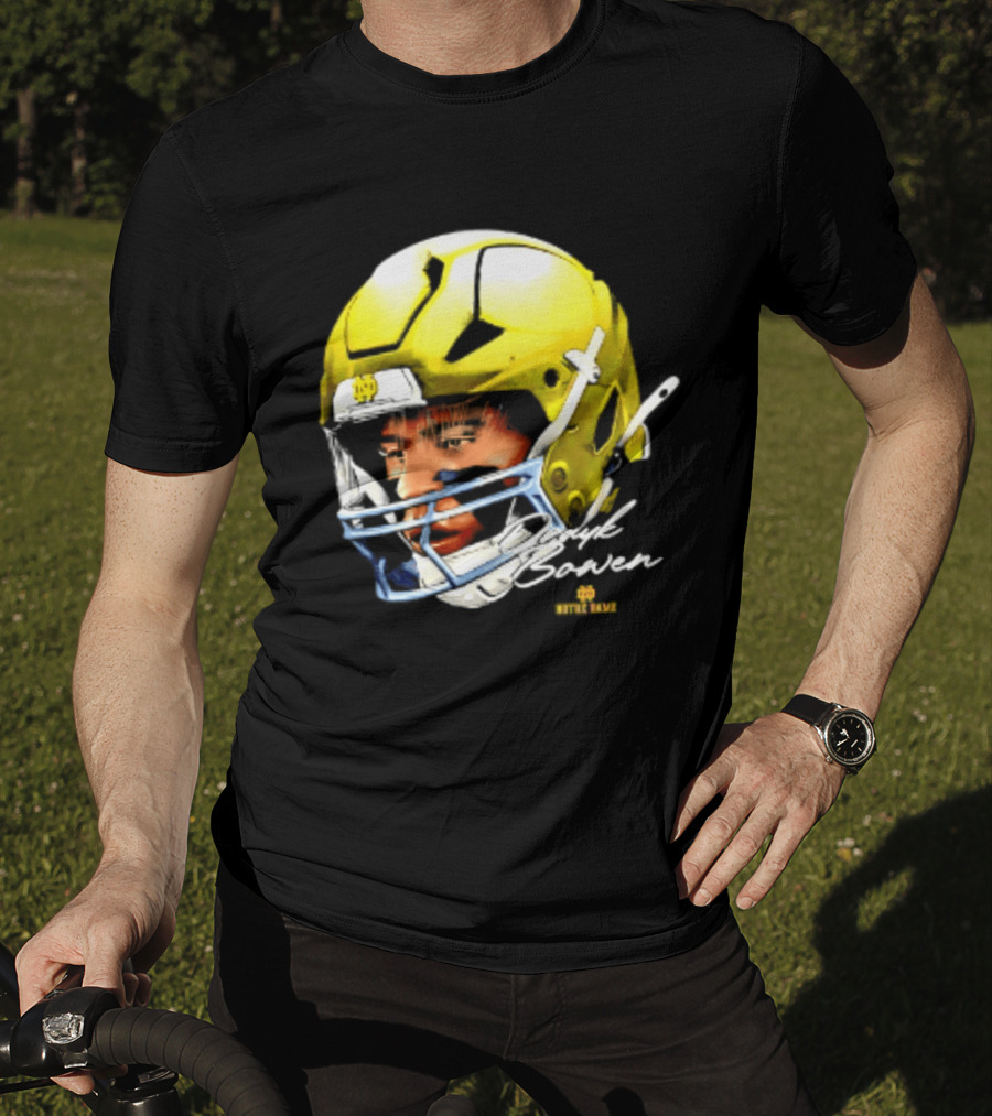 Notre Dame Drayk Bowen NCAA Football Headgear Fan Gear T-Shirt