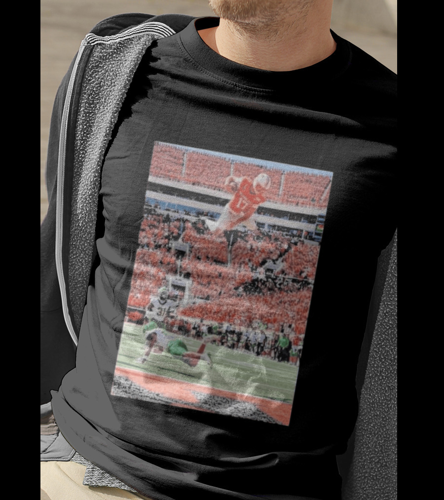Drew Mestemaker Air Mesty Football Jumping Action 17 Stadium Scene T-Shirt