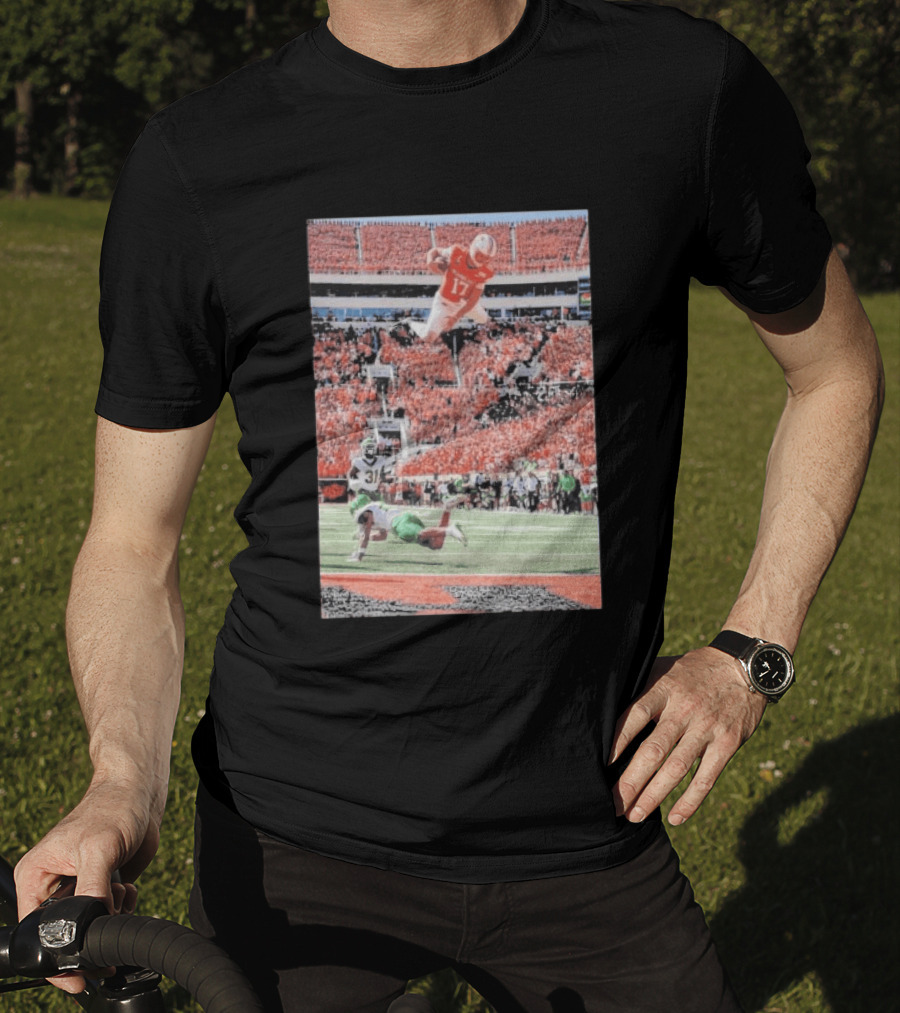 Drew Mestemaker Air Mesty Football Jumping Action 17 Stadium Scene T-Shirt