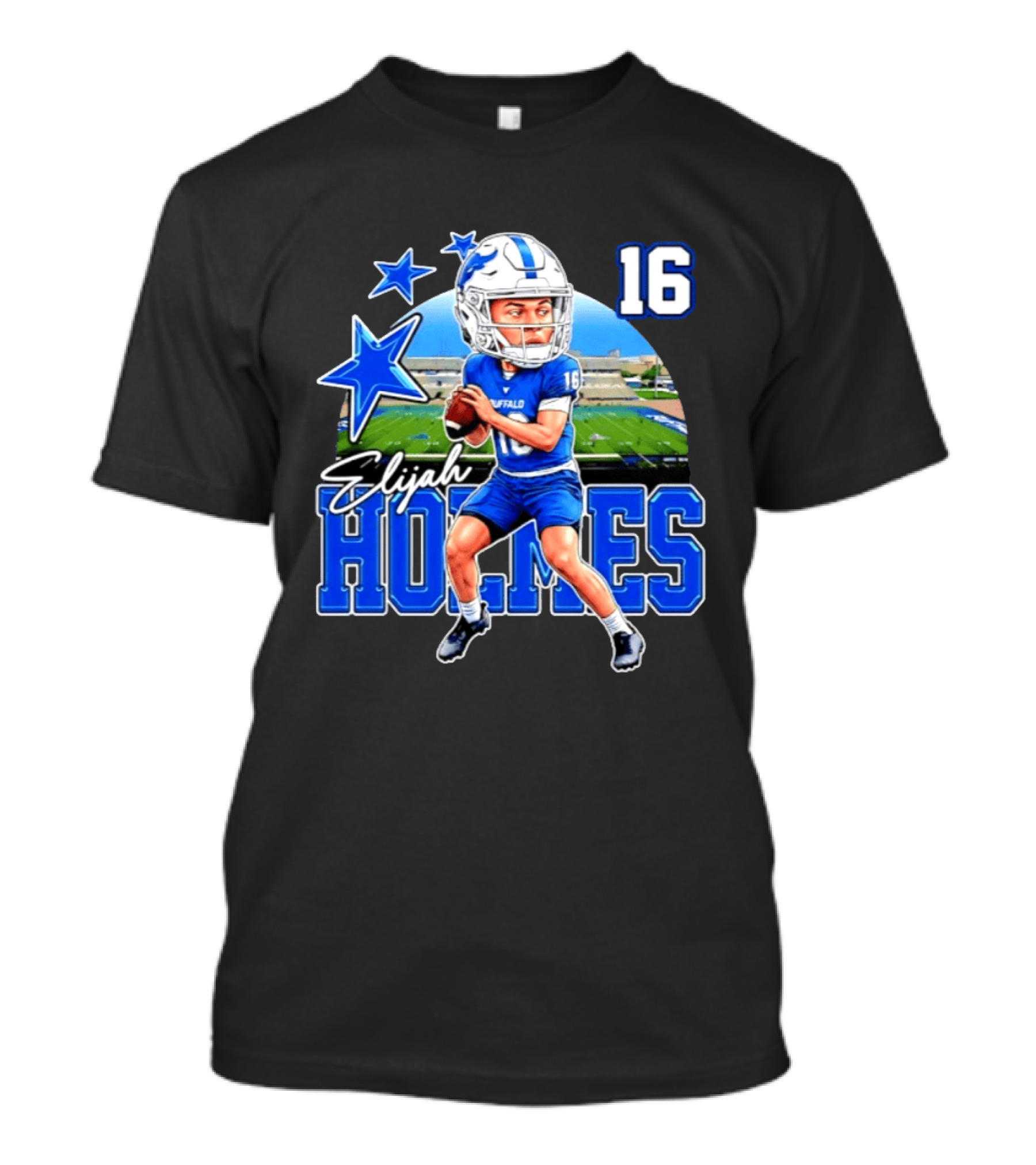 Elijah Holmes 16 Buffalo Bulls NCAA Football Caricature T-Shirt