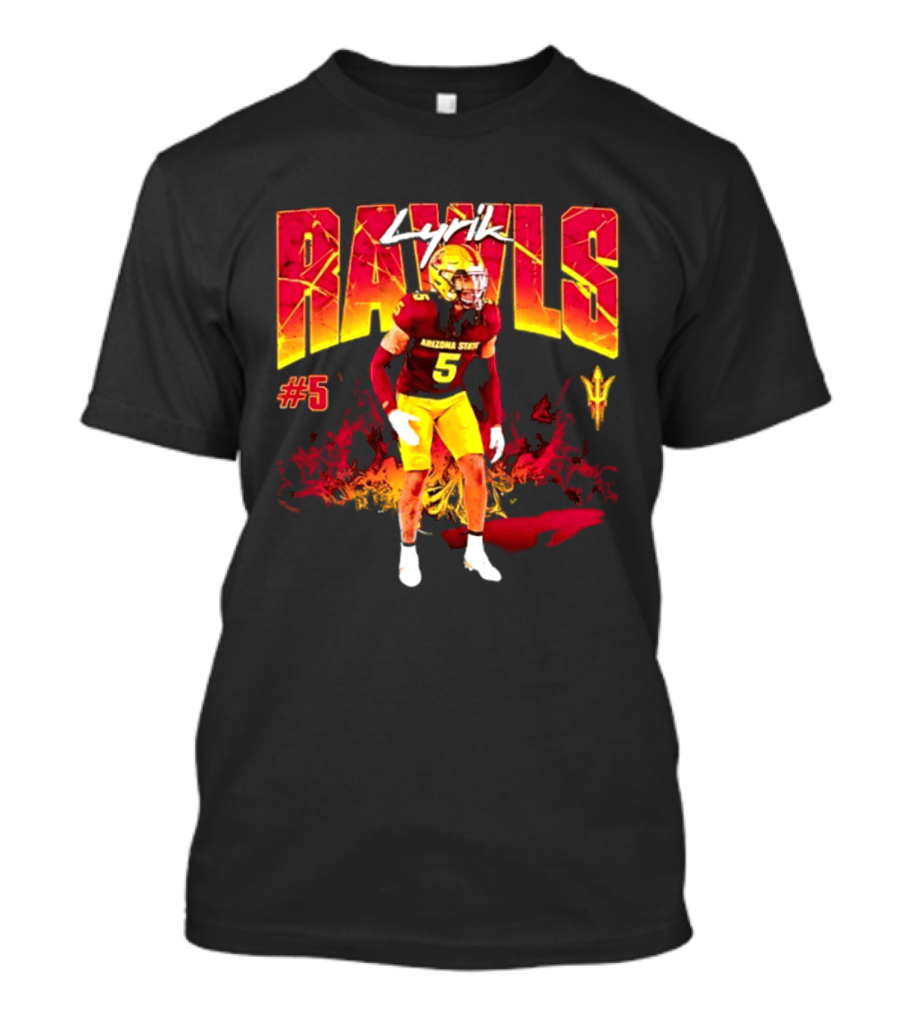 Lyrik Rawls #5 Arizona State Football Player Graphic With Sun Devils T-Shirt