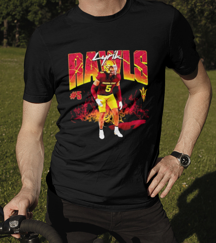 Lyrik Rawls #5 Arizona State Football Player Graphic With Sun Devils T-Shirt