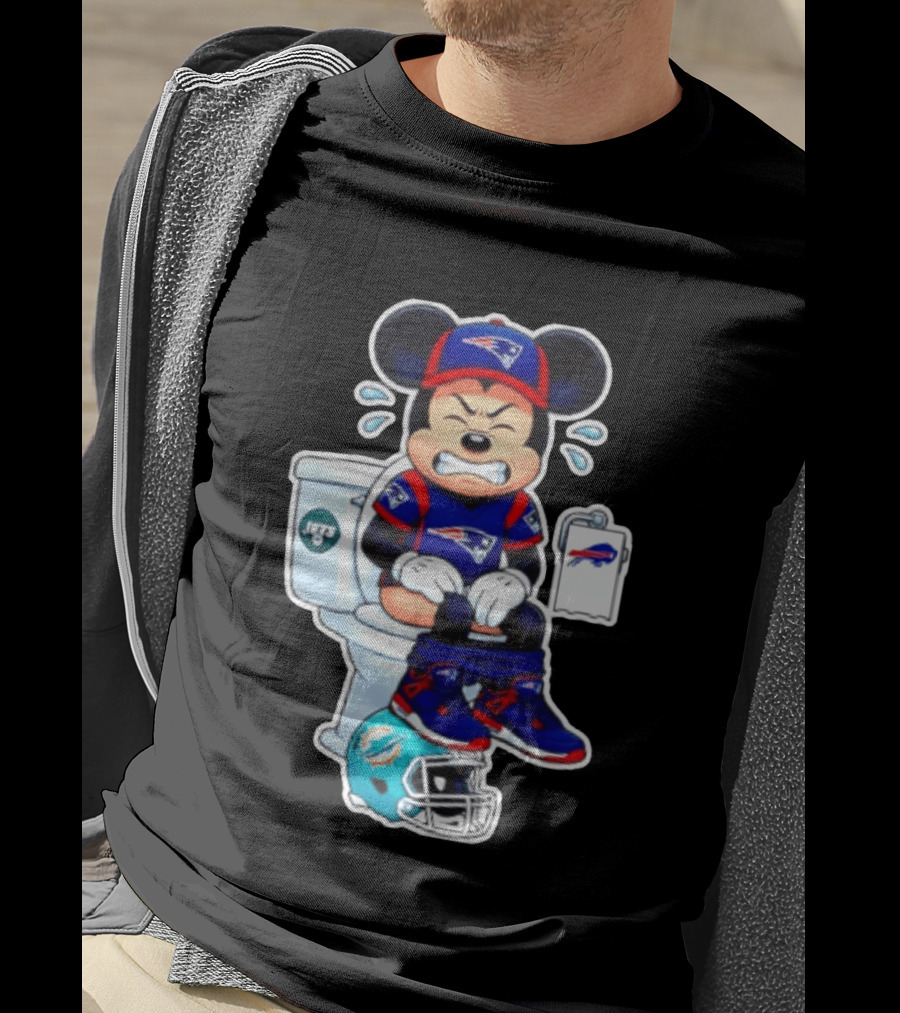 Mickey Patriots Jets Bills Dolphins Toilet Humor Football T-Shirt