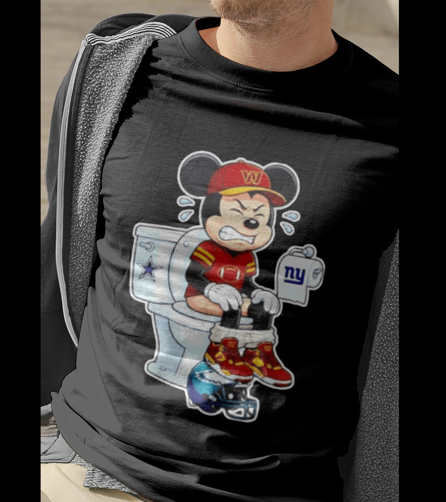 Mickey Toilet Washington W Frustrated Cowboys Giants Eagles Football Rivalry T-Shirt