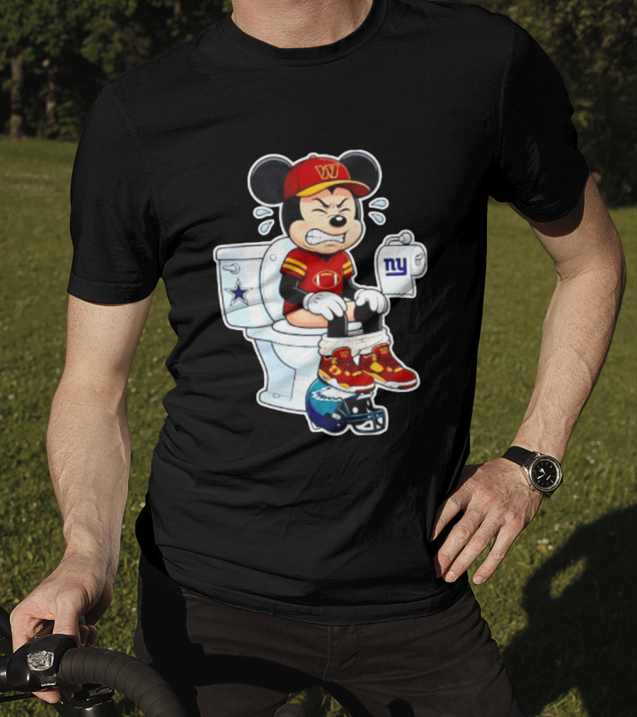 Mickey Toilet Washington W Frustrated Cowboys Giants Eagles Football Rivalry T-Shirt