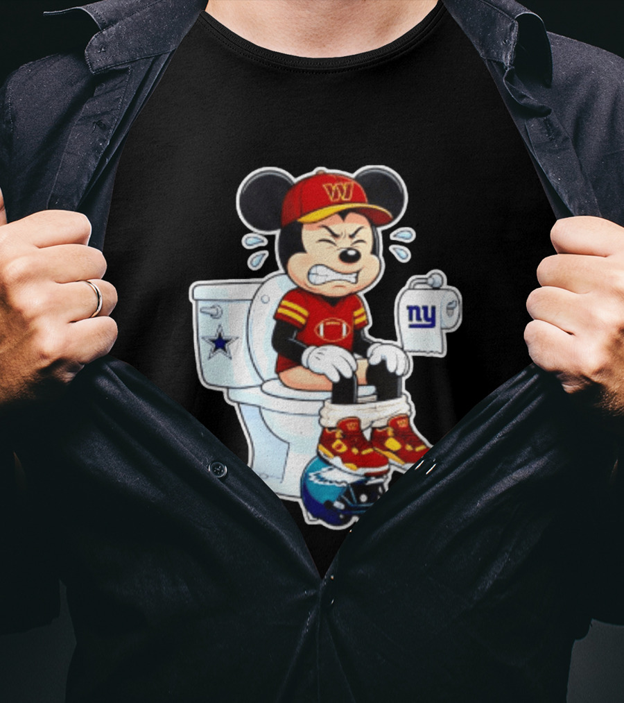 Mickey Toilet Washington W Frustrated Cowboys Giants Eagles Football Rivalry T-Shirt