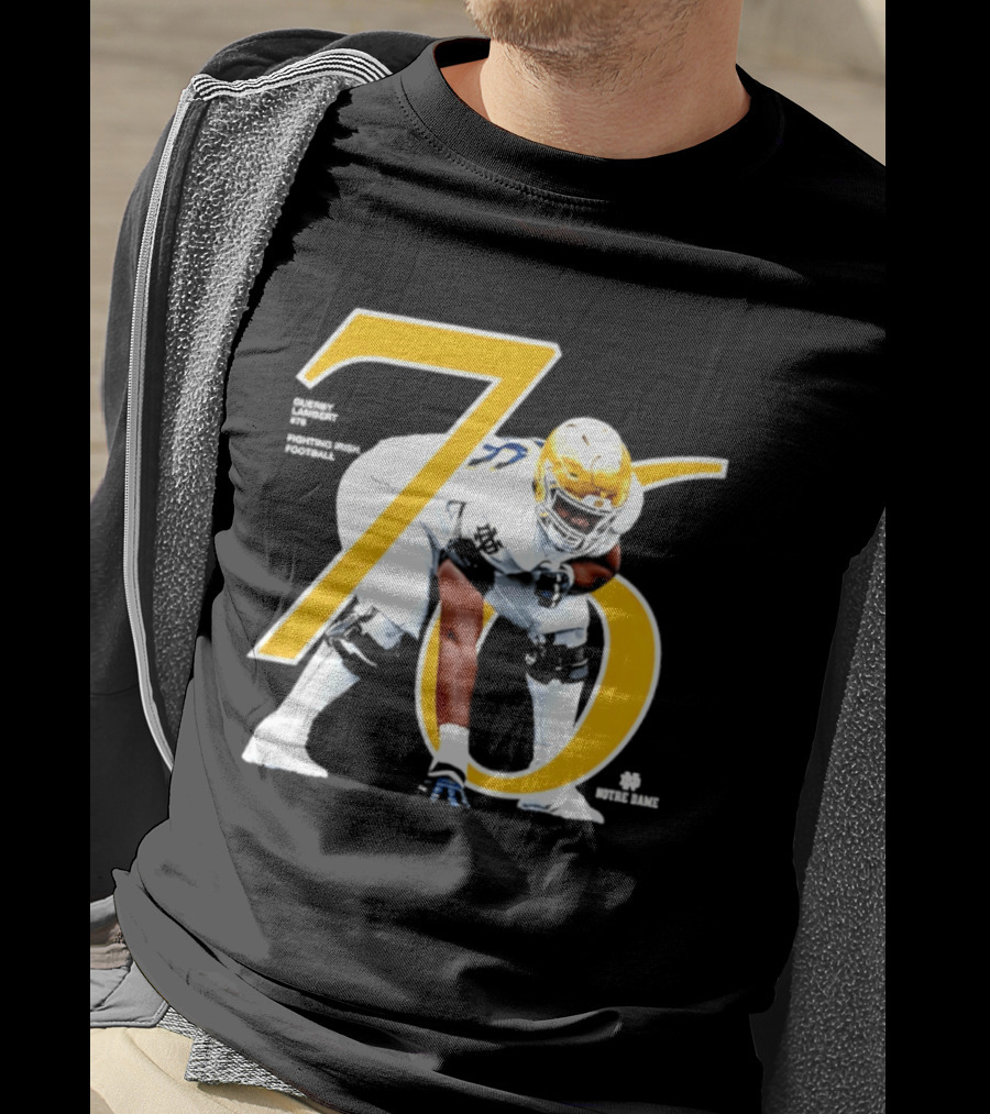 Notre Dame Football Player Number 76 Guerby Lambert NCAA T-Shirt