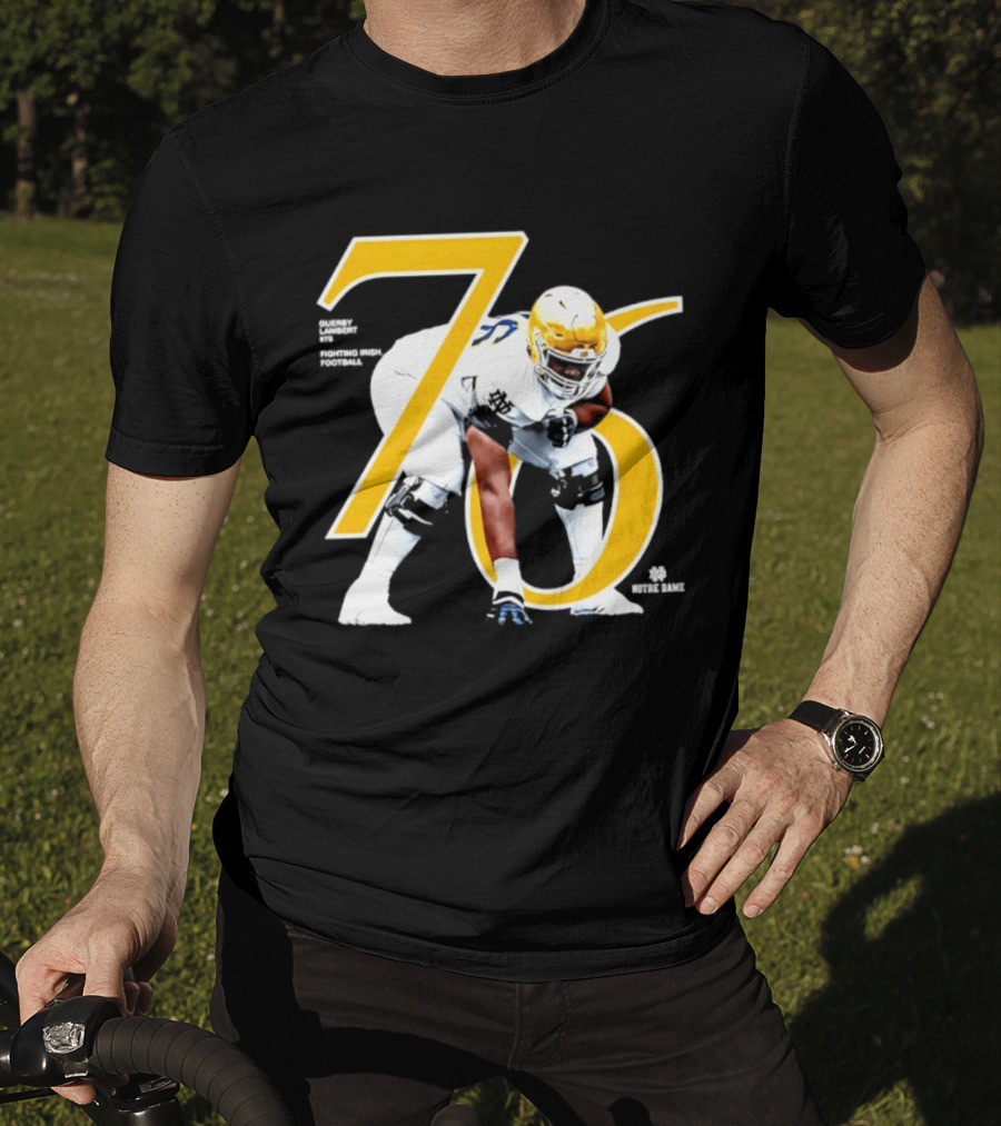 Notre Dame Football Player Number 76 Guerby Lambert NCAA T-Shirt