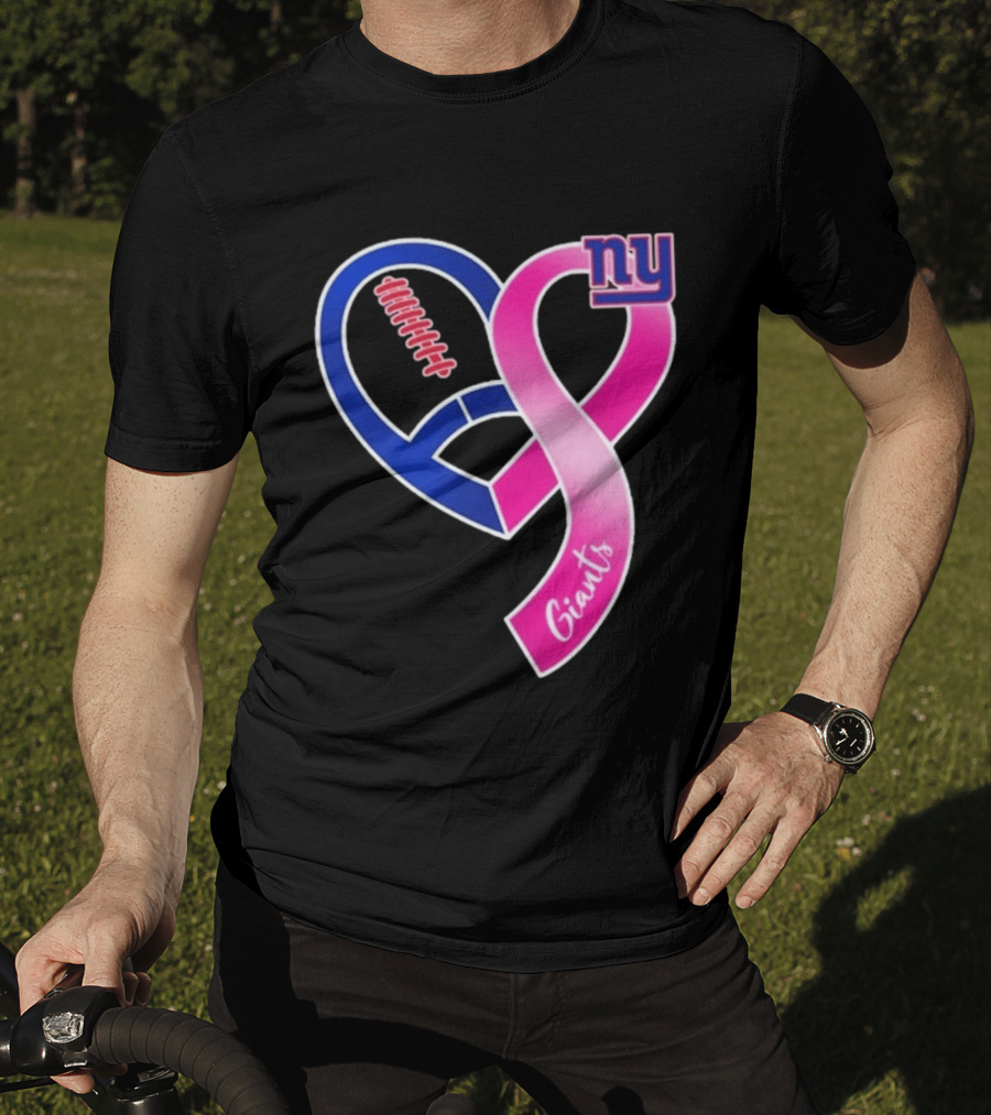 New York Giants Pink Heart Ribbon Breast Cancer Awareness 2026 T-Shirt