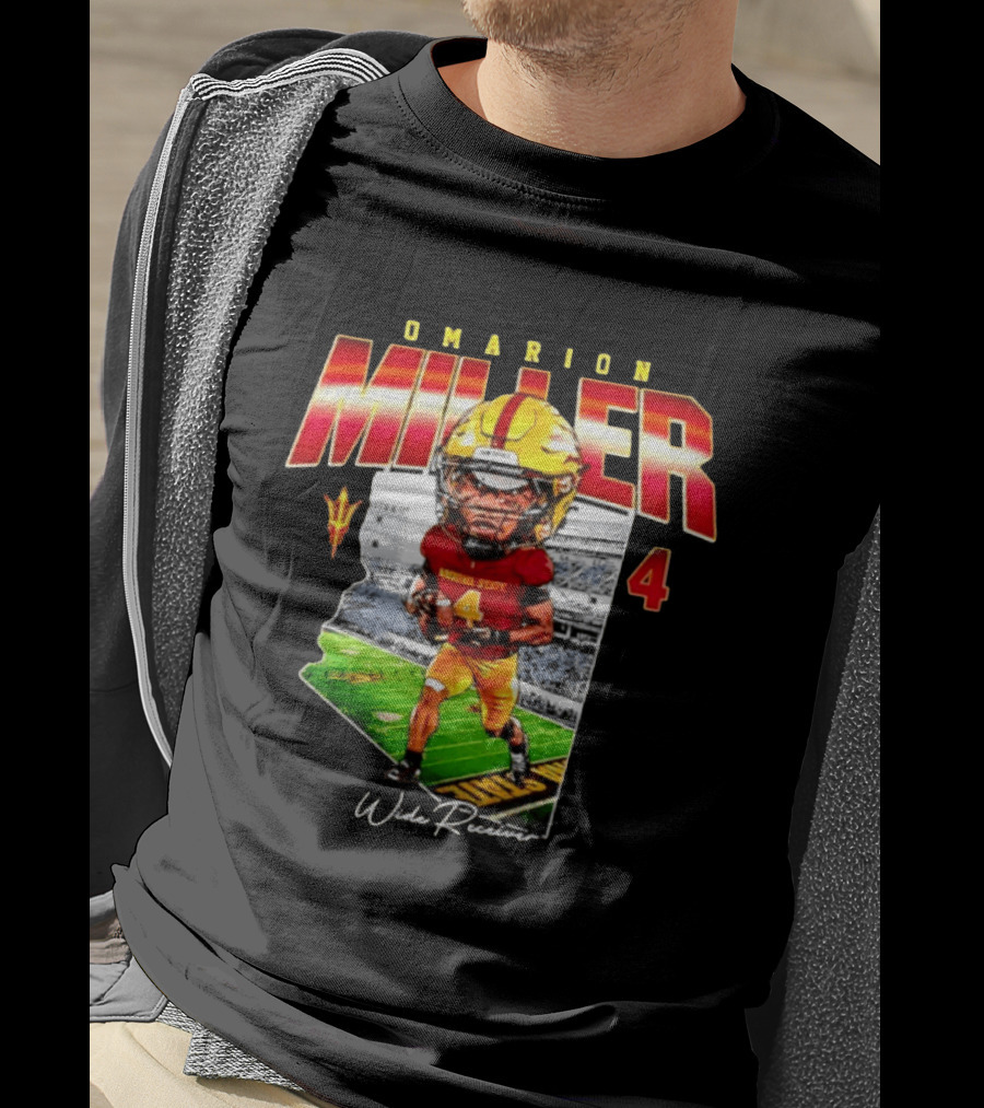 Omarion Miller 4 Arizona State Wide Receiver Caricature Including Team T-Shirt
