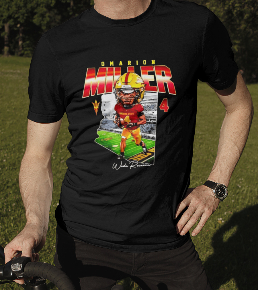 Omarion Miller 4 Arizona State Wide Receiver Caricature Including Team T-Shirt