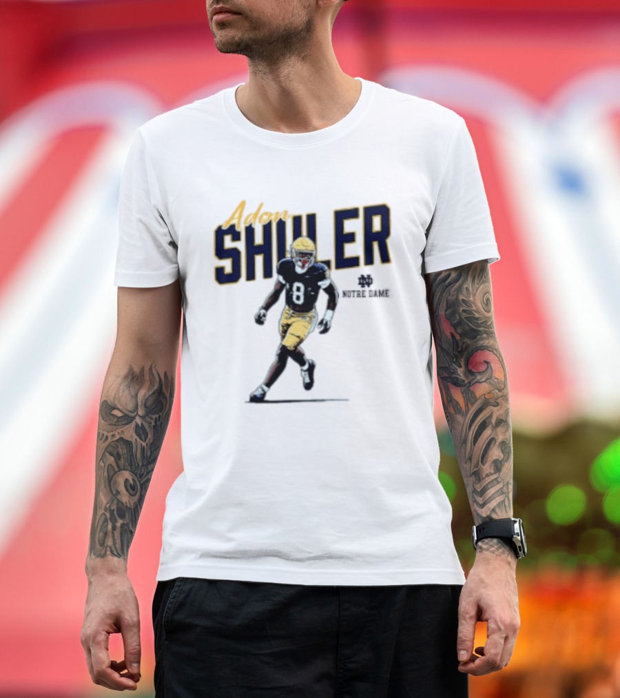 Adon Shuler 8 Notre Dame NCAA Football Caricature Player T-Shirt