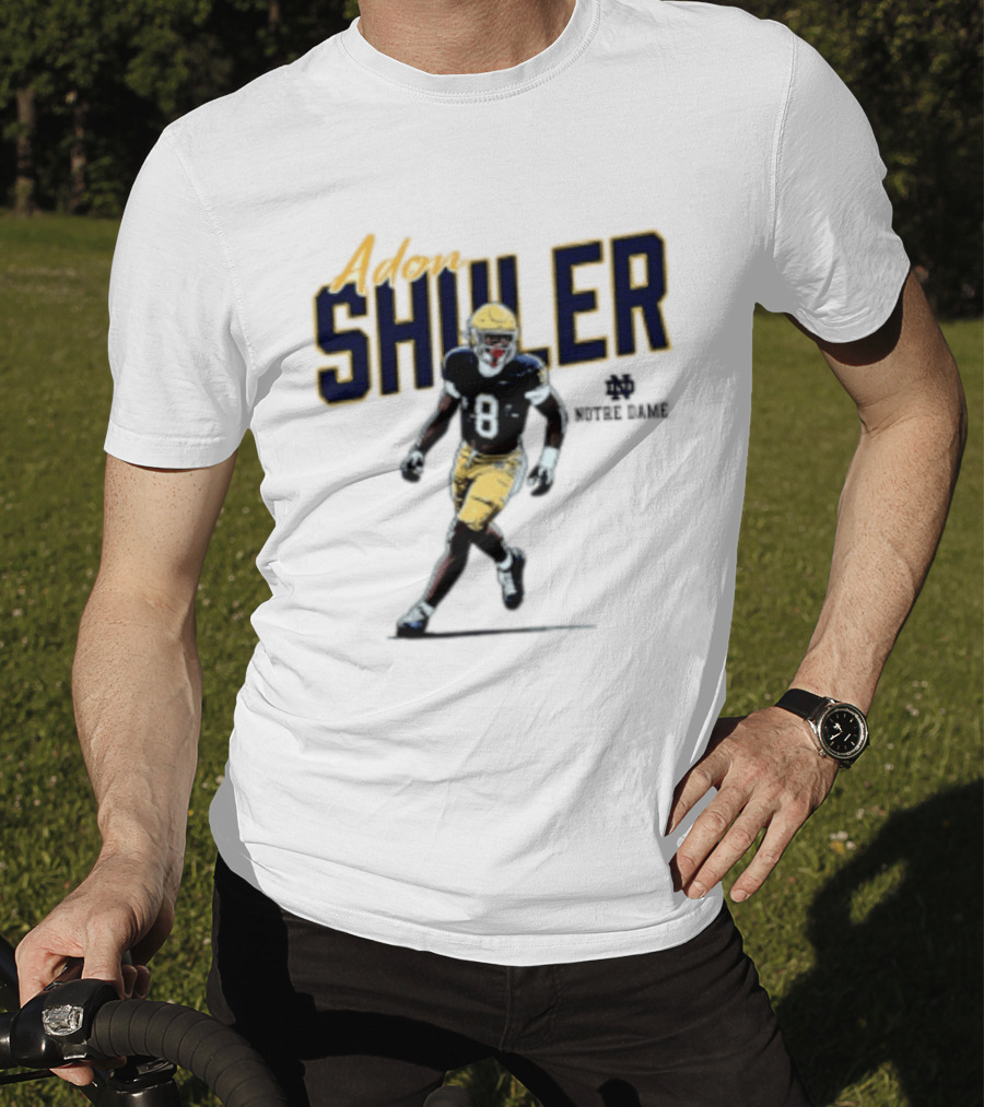 Adon Shuler 8 Notre Dame NCAA Football Caricature Player T-Shirt