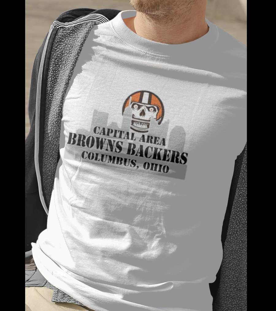 Cleveland Browns Skull Capital Area Browns Backers Columbus Ohio T-Shirt