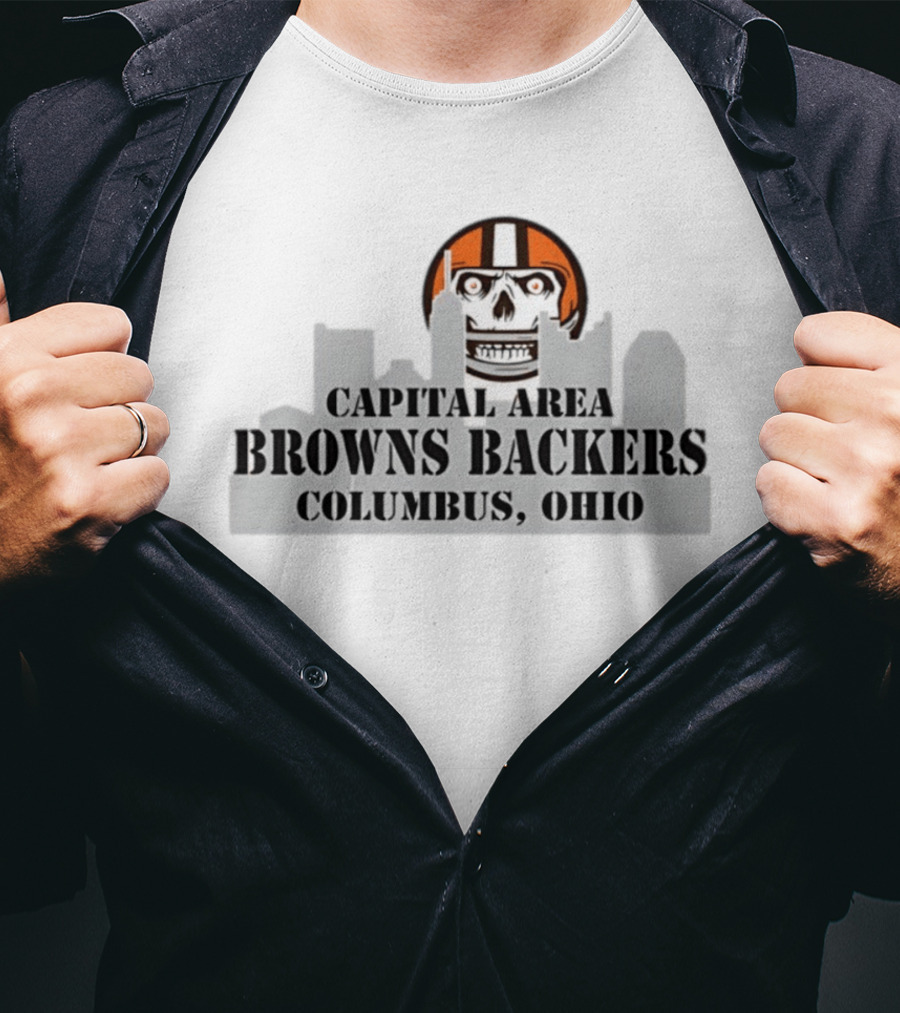 Cleveland Browns Skull Capital Area Browns Backers Columbus Ohio T-Shirt