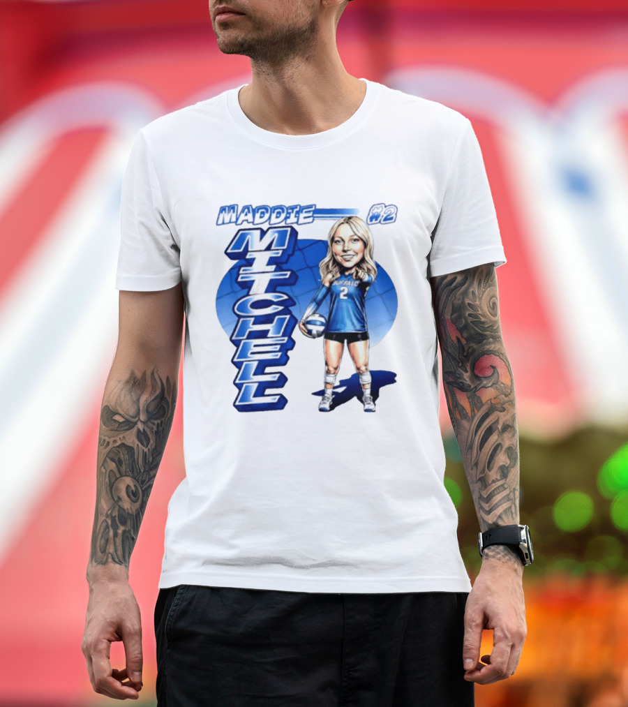 Maddie Mitchell #2 Buffalo Volleyball Caricature T-Shirt